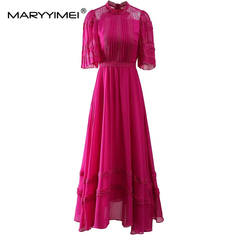 MARYYIMEI Fashion Designer Spring Summer Woman's Flare Sleeve Hollow Out Mesh Embroidery Vintage Temperament Dress
MARYYIMEI Fashion Designer Spring Summer Woman's Flare Sleeve Hollow Out Mesh Embroidery Vintage Temperament Dress