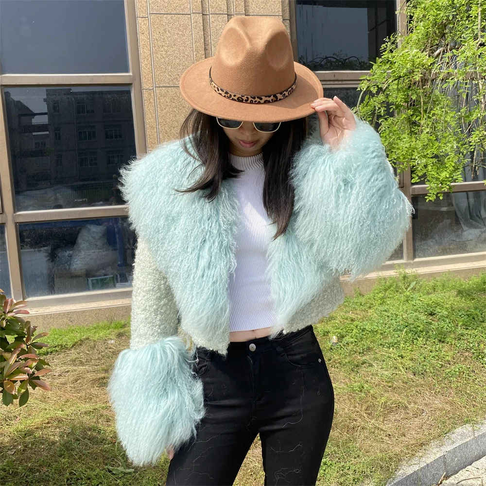 Jxwatcher Wool Coat for Women Real Mongolian Fur Collar Cuffs Winter Fashion Solid Color Tweed Cropped Jacket Fall New Arrival
Jxwatcher Wool Coat for Women Real Mongolian Fur Collar Cuffs Winter Fashion Solid Color Tweed Cropped Jacket Fall New Arrival