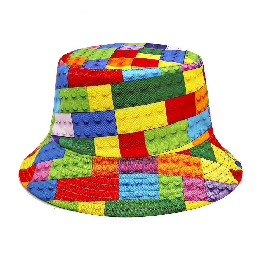 Spring and summer block pattern printed fisherman basin hat for women, double-sided sun hat, bucket hat
Spring and summer block pattern printed fisherman basin hat for women, double-sided sun hat, bucket hat