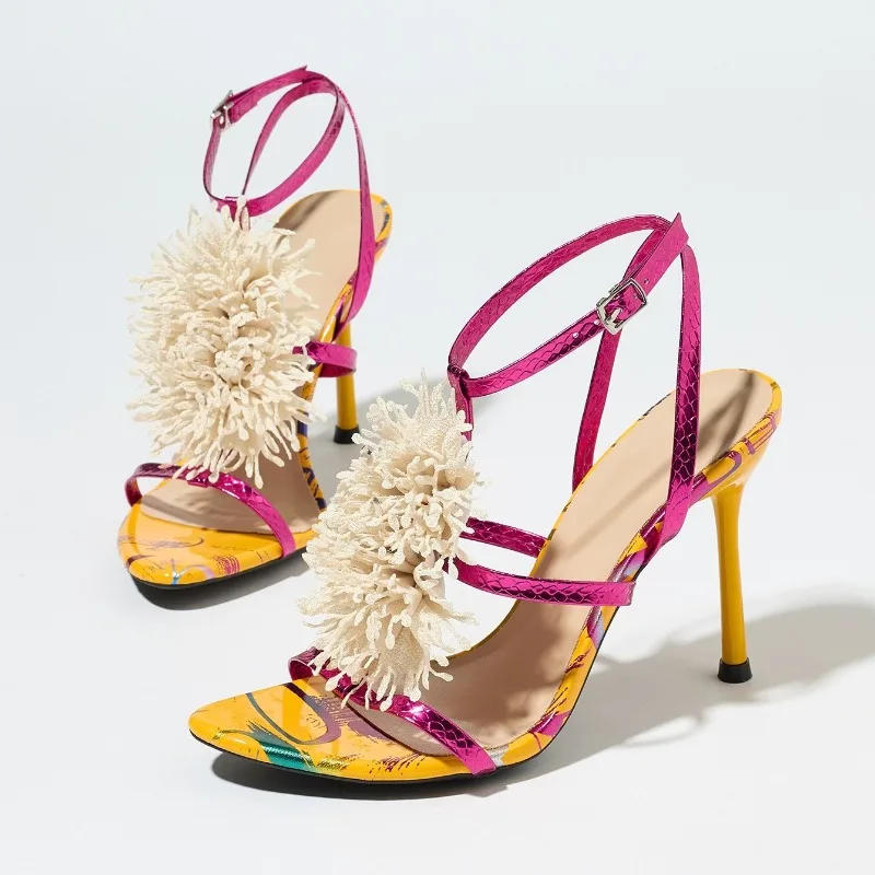 Novelty Flower Designer Women's Sandals Sexy Luxury Banquet Dress Shoes Open-toe Narrow Band Elegant Brand Backless Women Heels
Novelty Flower Designer Women's Sandals Sexy Luxury Banquet Dress Shoes Open-toe Narrow Band Elegant Brand Backless Women Heels