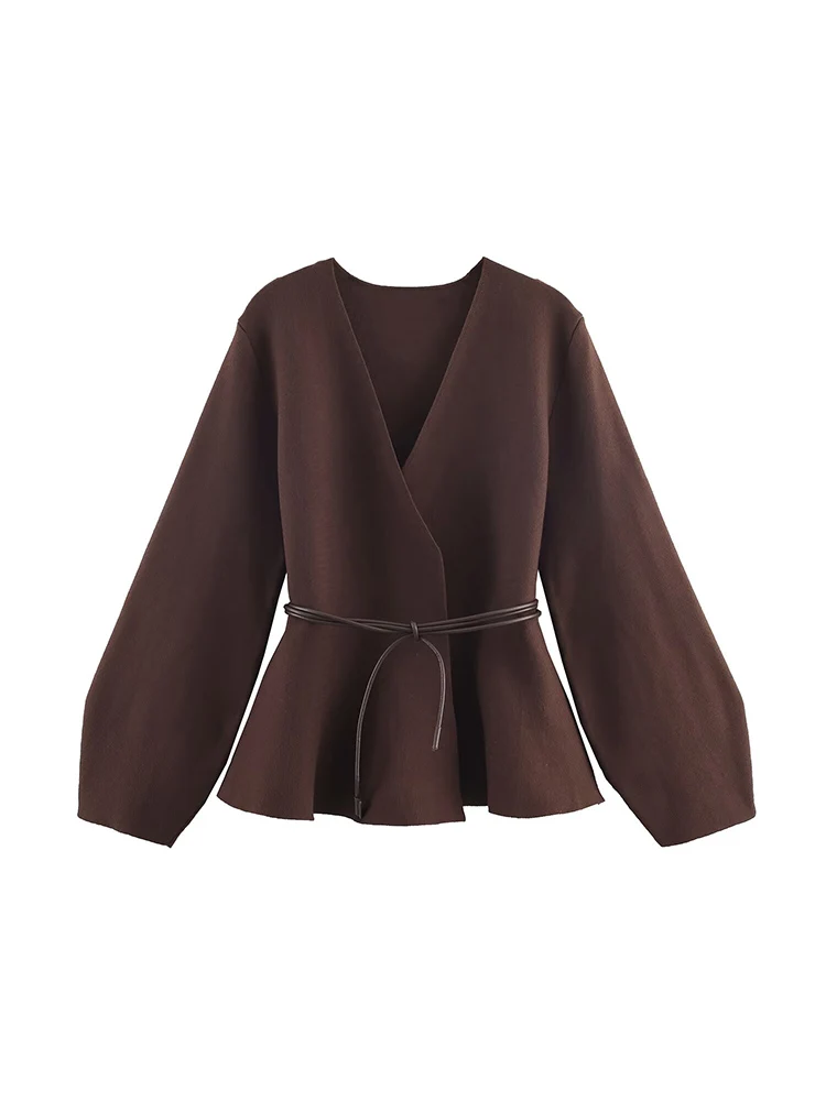 European and American style 2025 autumn new arrivals women's clothing versatile belted V-neck long-sleeved knitted jacket
European and American style 2025 autumn new arrivals women's clothing versatile belted V-neck long-sleeved knitted jacket