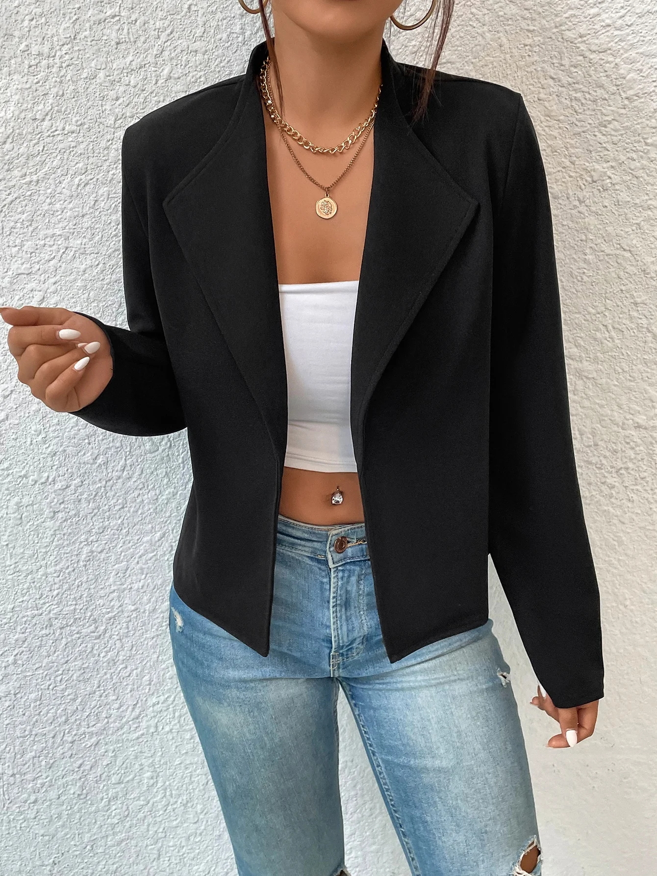 Women's Cropped Open Front Blazer - Long Sleeve Lapel Collar Short Suit Jacket for Work & Casual Outfits
Women's Cropped Open Front Blazer - Long Sleeve Lapel Collar Short Suit Jacket for Work & Casual Outfits