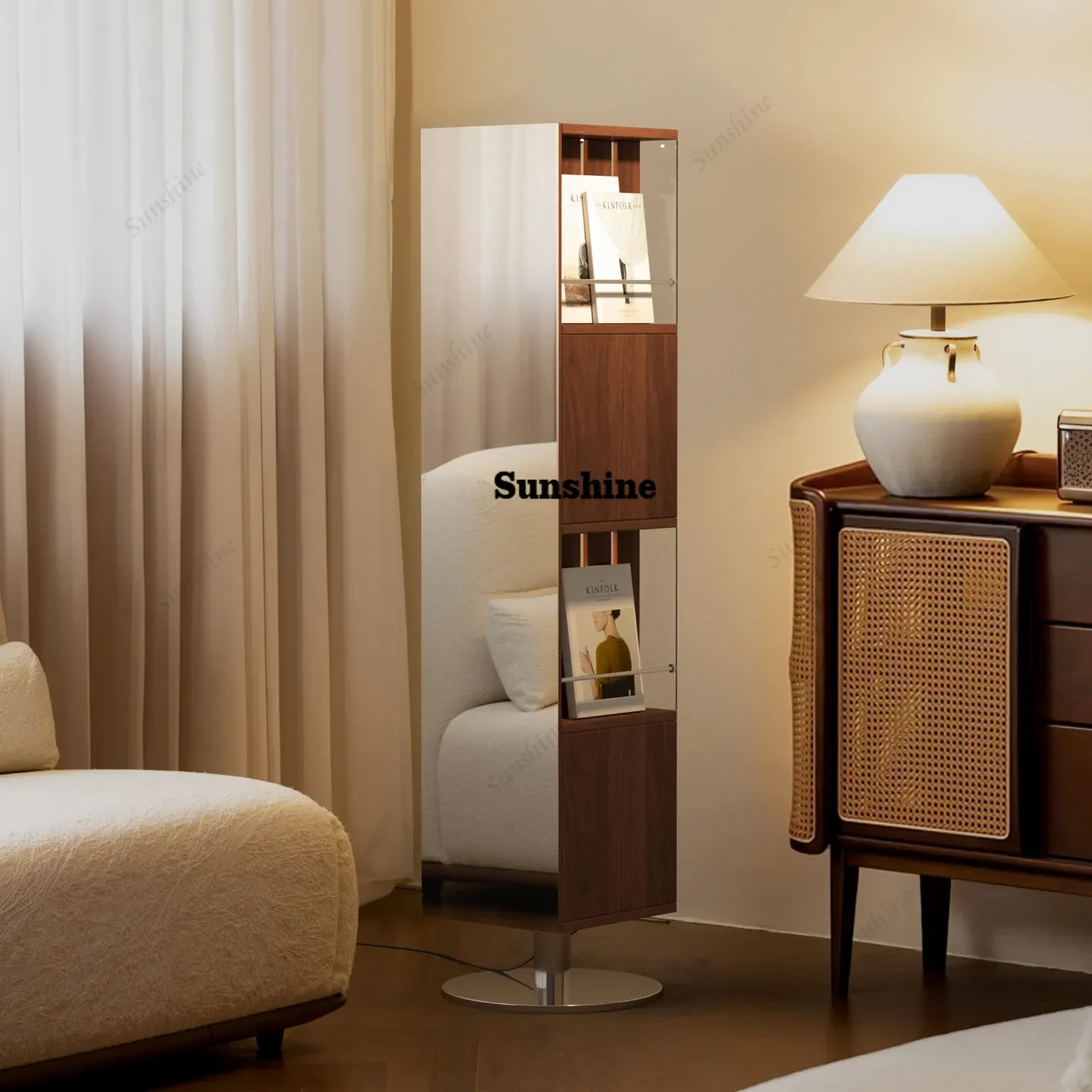 360 rotating bookshelf full-body mirror cabinet integrated with ambient light solid wood bookshelf FT
360 rotating bookshelf full-body mirror cabinet integrated with ambient light solid wood bookshelf FT
