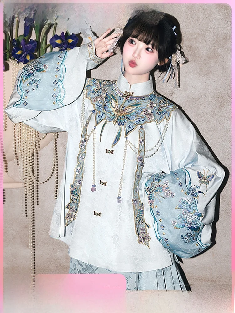 Original Cloud oulder Set Ming Dynas Sle Women's Hanfu Traditional Chinese Clothing High Collar T Top And Skirt
Original Cloud oulder Set Ming Dynas Sle Women's Hanfu Traditional Chinese Clothing High Collar T Top And Skirt