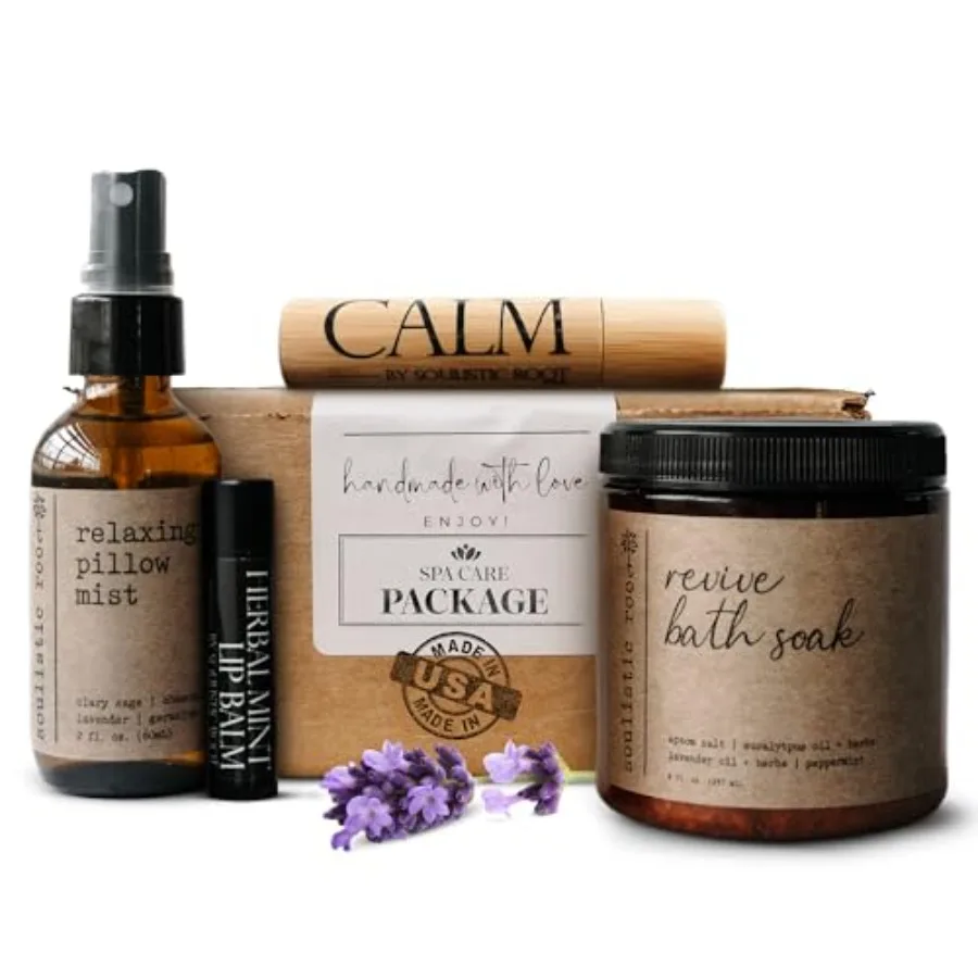 Self-Care Set - Luxury Spa Bath Kit Pillow Mist Cooling Lip Balm Tranquil Essential Oil Roller and Epsom Salt Bath Soak Pamperi
Self-Care Set - Luxury Spa Bath Kit Pillow Mist Cooling Lip Balm Tranquil Essential Oil Roller and Epsom Salt Bath Soak Pamperi