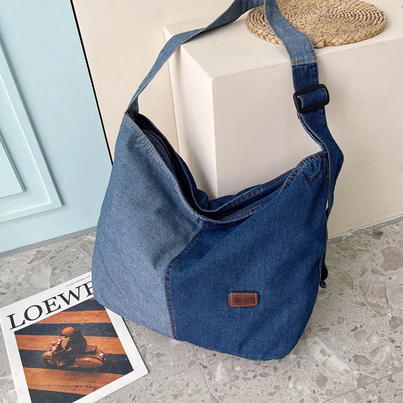 Denim Female Campus Large Capacity Blue Patchwork Pattern Shoulder Crossbody Messenger Bags Laptop Women Jean Purse
Denim Female Campus Large Capacity Blue Patchwork Pattern Shoulder Crossbody Messenger Bags Laptop Women Jean Purse