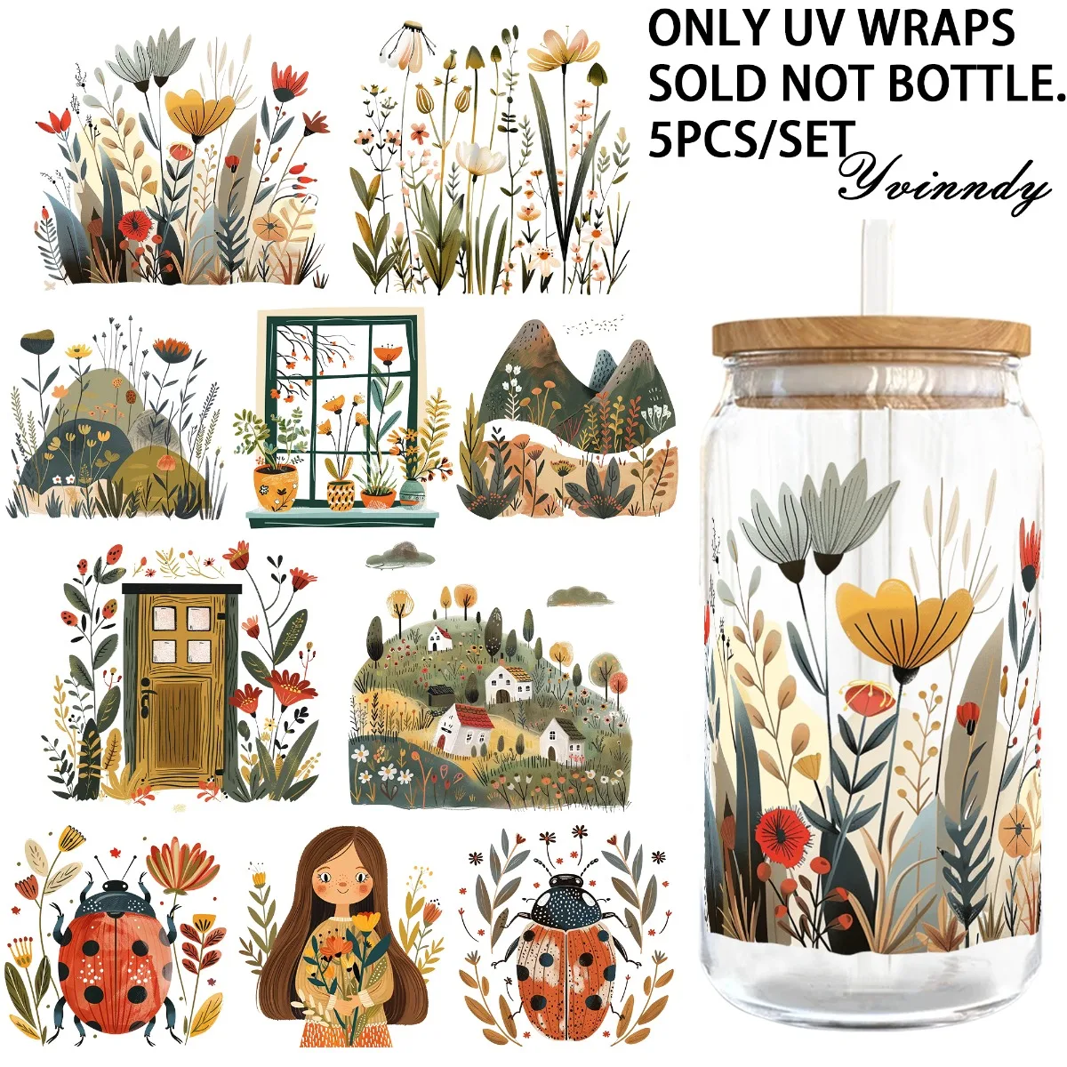 Набор из 5 листов самоклеящейся бумаги для УФ-ДТФ-печати на стеклянных банках (16 унций) для декорирования кружек в стиле фолк-арт
Набор из 5 листов самоклеящейся бумаги для УФ-ДТФ-печати на стеклянных банках (16 унций) для декорирования кружек в стиле фолк-арт