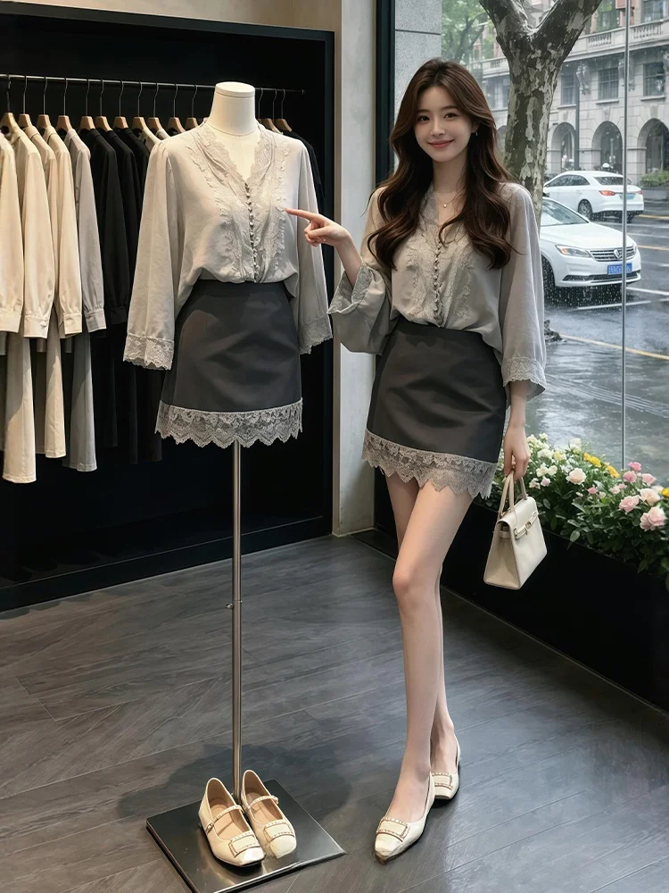 Summer New plus Size Fashion Set Korean Style Lady Wind Shirt Skirt Wrap around Short Skirt Elegant Set Women's Clothing
Summer New plus Size Fashion Set Korean Style Lady Wind Shirt Skirt Wrap around Short Skirt Elegant Set Women's Clothing