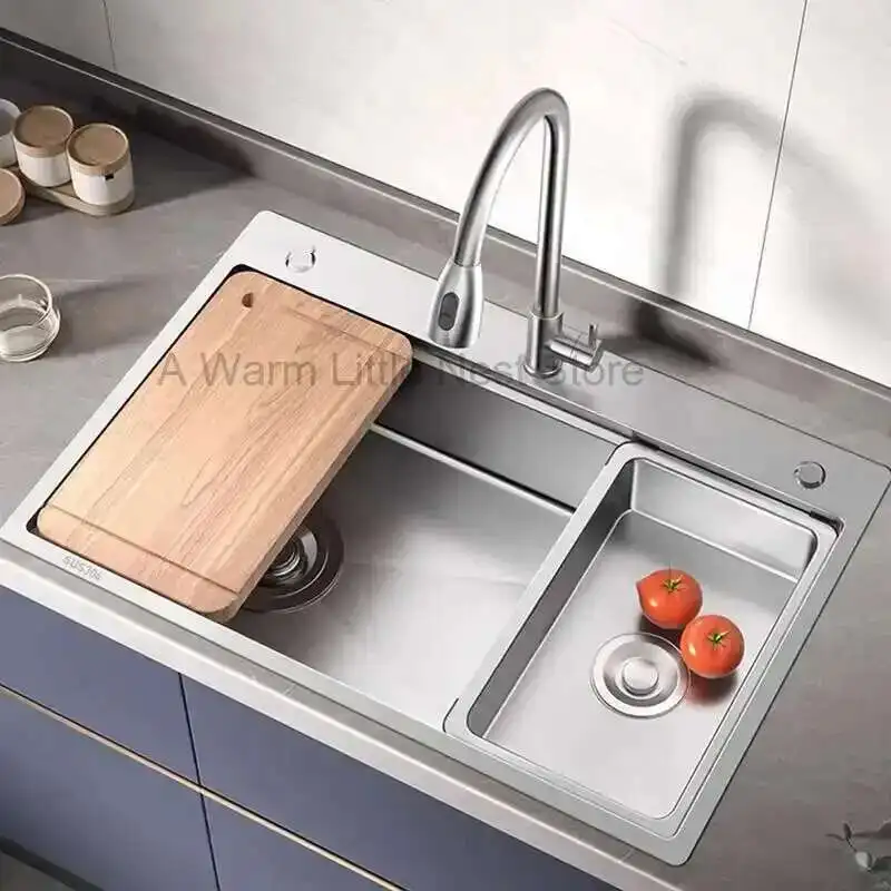 Silver Kitchen Accessories Modern Stainless Steel Kitchen Sinks Dish Drainer Large Single-slot Thickened Side Drain Washbasin L
Silver Kitchen Accessories Modern Stainless Steel Kitchen Sinks Dish Drainer Large Single-slot Thickened Side Drain Washbasin L