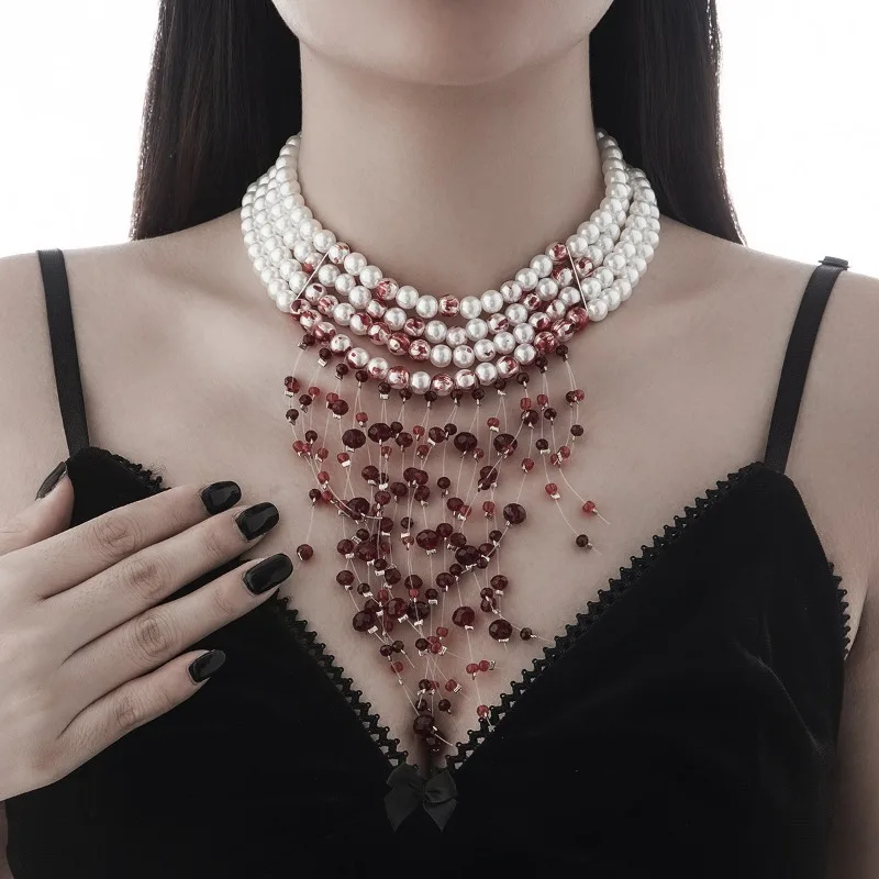 Halloween Jewelry Gothic Style Pearl Necklace Choker Halloween Blood Drop Tassel Crystal Collarbone Chain
Halloween Jewelry Gothic Style Pearl Necklace Choker Halloween Blood Drop Tassel Crystal Collarbone Chain