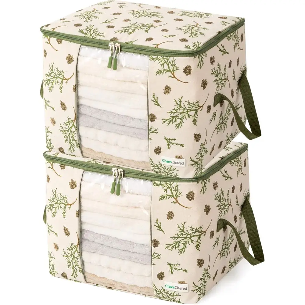 Canvas Storage Bags Designer Organizer 2 Pack – Seasonal Storage or Sweaters, Blankets, Linens & Garments – Foldable Design with
Canvas Storage Bags Designer Organizer 2 Pack – Seasonal Storage or Sweaters, Blankets, Linens & Garments – Foldable Design with