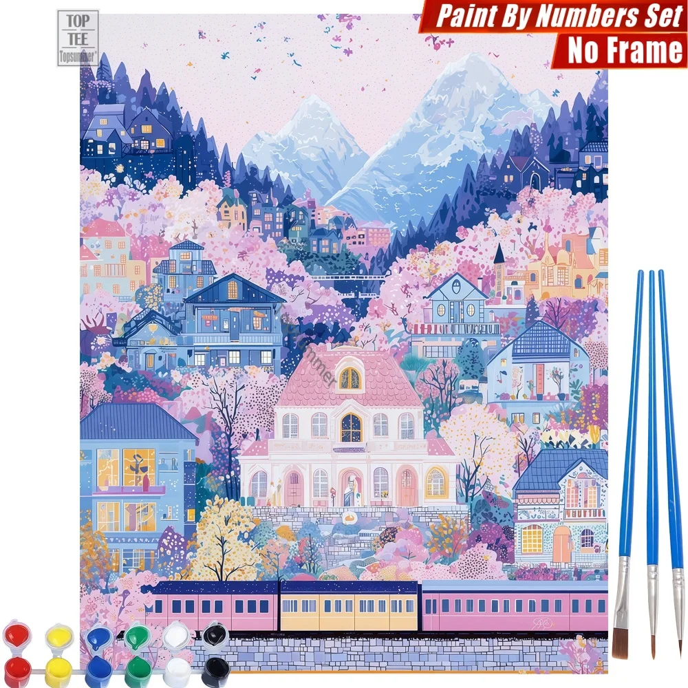 Cherry blossom village Paint By Number Kit - Pastel houses train Creative Family Fun Easter Gift For Daughter
Cherry blossom village Paint By Number Kit - Pastel houses train Creative Family Fun Easter Gift For Daughter