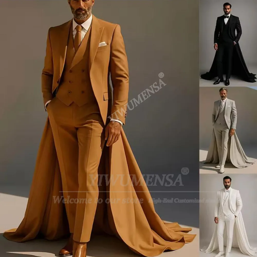 Элегантный однотонный мужской костюм, длинный однобортный пиджак, жилет, брюки, комплект из трех предметов, смокинги для жениха, банкета, свадьбы, мужские наряды для деловой вечеринки
Элегантный однотонный мужской костюм, длинный однобортный пиджак, жилет, брюки, комплект из трех предметов, смокинги для жениха, банкета, свадьбы, мужские наряды для деловой вечеринки