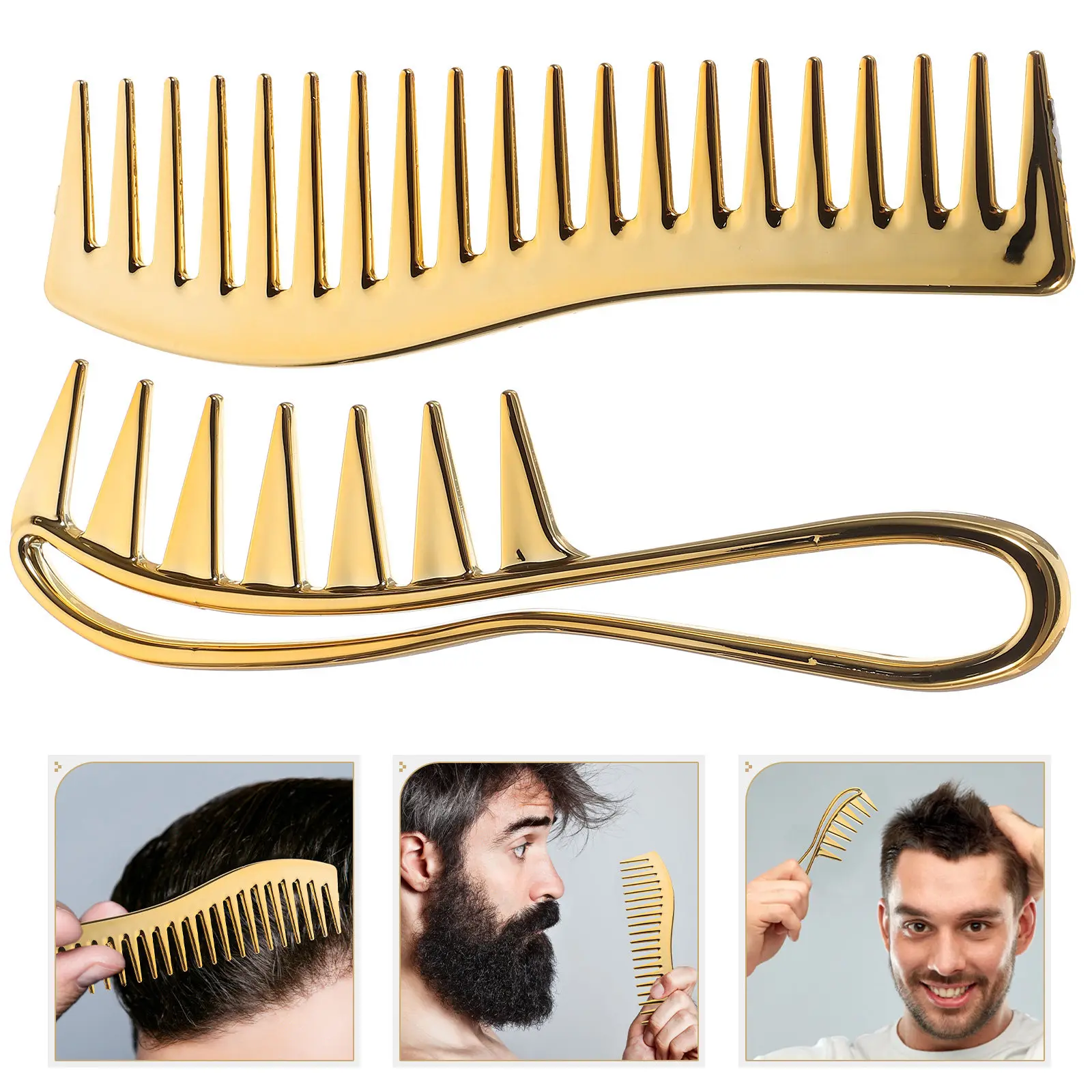 2Pcs Wide Tooth Comb Set Electroplated Professional Barber Combs for Men Detangling Wet Curly Hair Styling Scalp Soothing
2Pcs Wide Tooth Comb Set Electroplated Professional Barber Combs for Men Detangling Wet Curly Hair Styling Scalp Soothing
