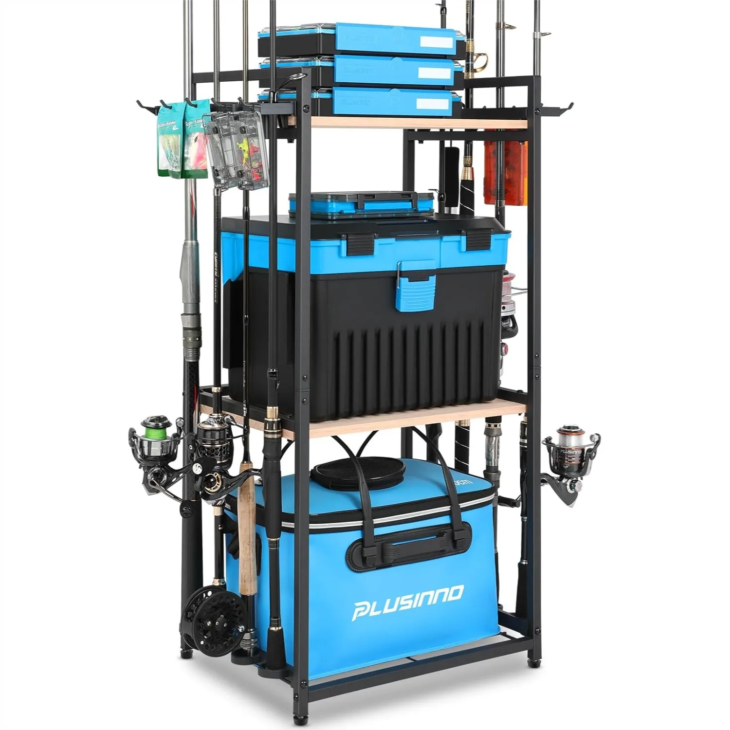 3 Tier Fishing Rod Holder for Garage, Fishing Pole Rack Stores Up to 8 Rods with Storage Shelves for Tackle Box and Gear
3 Tier Fishing Rod Holder for Garage, Fishing Pole Rack Stores Up to 8 Rods with Storage Shelves for Tackle Box and Gear