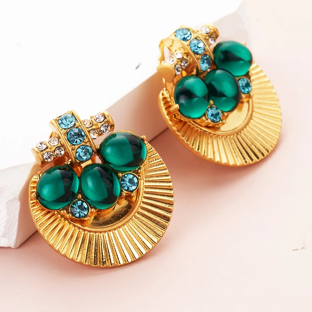 Clip On Earrings For Women Green Crystal Fan Luxury Jewelry Elegant Gold Plated Casual Party 2023 New Korean Style
Clip On Earrings For Women Green Crystal Fan Luxury Jewelry Elegant Gold Plated Casual Party 2023 New Korean Style