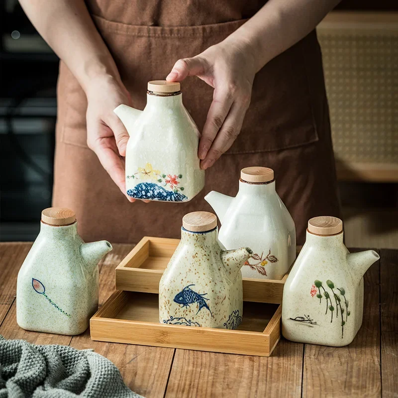 Ceramic Clear Color Oiler Japanese Retro Cuisine Seasoning Bottle with Handle Sauce Boat Vinegar Pot Japanese Style Creative
Ceramic Clear Color Oiler Japanese Retro Cuisine Seasoning Bottle with Handle Sauce Boat Vinegar Pot Japanese Style Creative