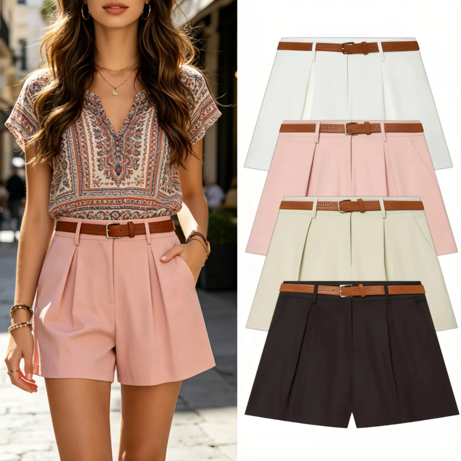 High Waist Casual Versatile Popular Shorts with Belt Summer New Arrival Women's Stylish Plus Size Shorts Pants
High Waist Casual Versatile Popular Shorts with Belt Summer New Arrival Women's Stylish Plus Size Shorts Pants