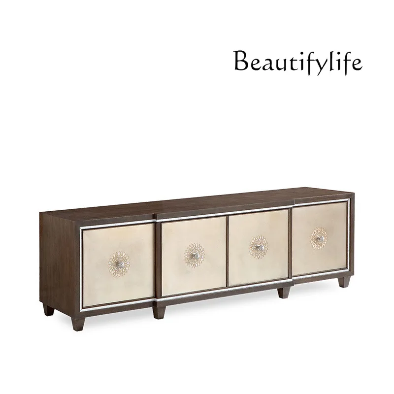 American solid wood light luxury TV cabinet French shell parquet process modern simple TV cabinet
American solid wood light luxury TV cabinet French shell parquet process modern simple TV cabinet