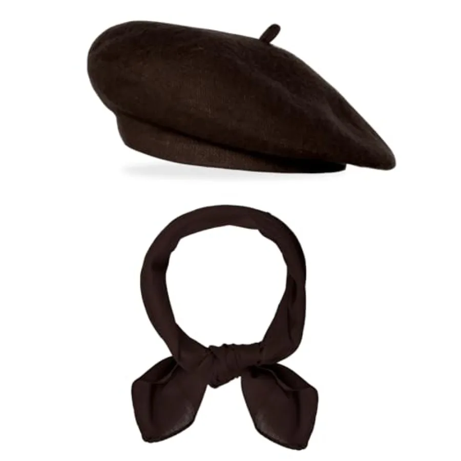 Classic Beret Hats for Women French Beret Hats Costume Accessories Painter Artist Cap with Scarf
Classic Beret Hats for Women French Beret Hats Costume Accessories Painter Artist Cap with Scarf