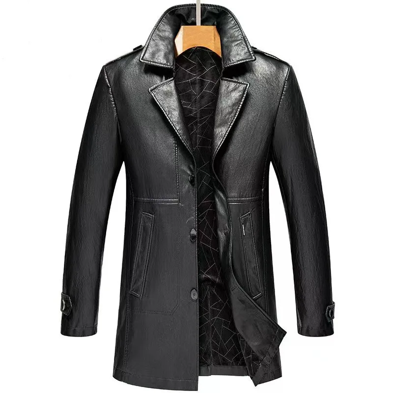 Men's Mid-Length Business Casual Genuine Trench Coat Autumn Winter Fleece Lined Warm Suit Collar Leather Jacket Overcoat
Men's Mid-Length Business Casual Genuine Trench Coat Autumn Winter Fleece Lined Warm Suit Collar Leather Jacket Overcoat