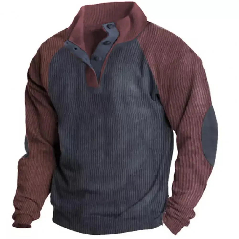Men Sweatshirt Contrast Color Patchwork Stand Collar Button Decor Long Sleeve Pullover Casual Mid Length Men Vintage Top
Men Sweatshirt Contrast Color Patchwork Stand Collar Button Decor Long Sleeve Pullover Casual Mid Length Men Vintage Top