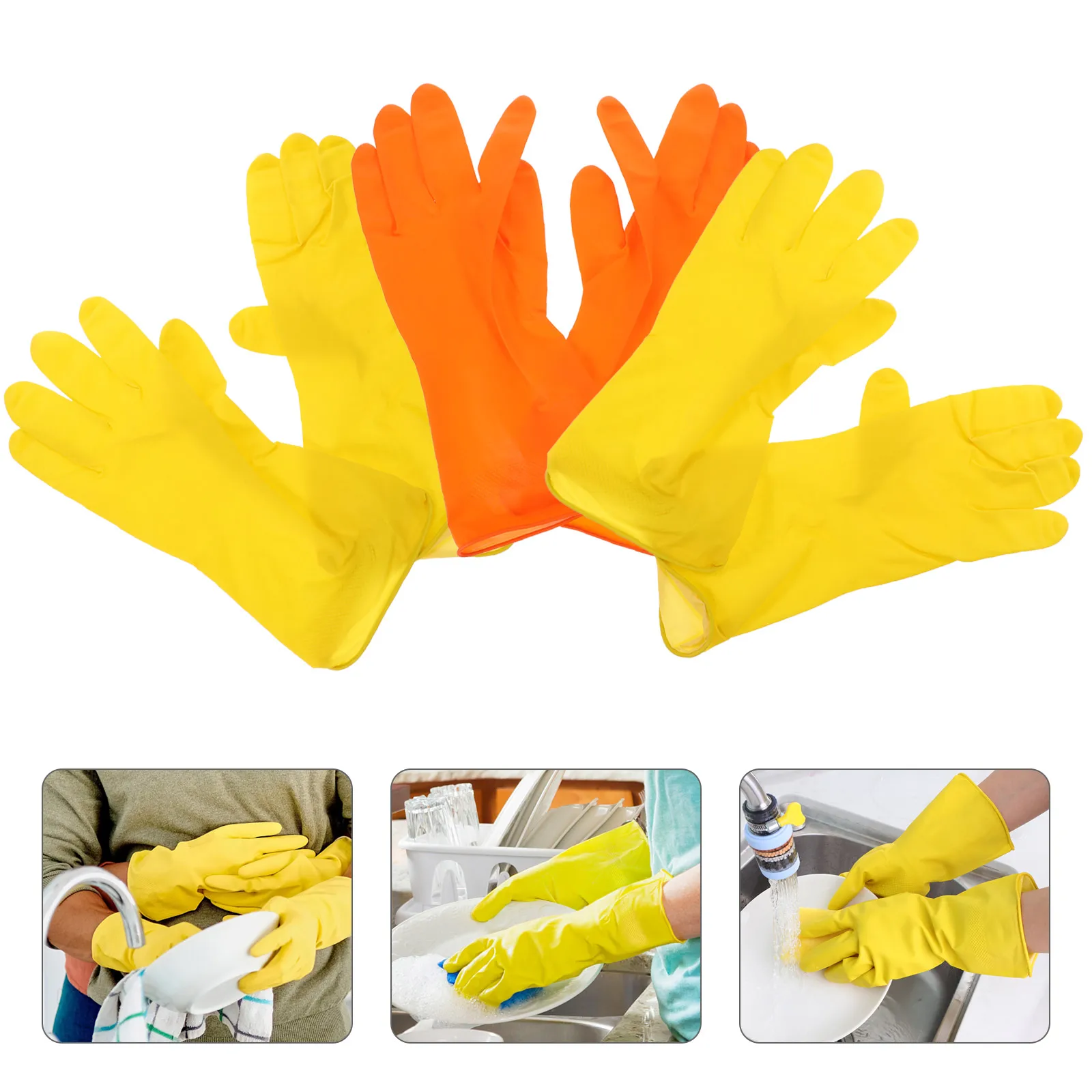 3 Pairs Cleaning Gloves Reusable Rubber Waterproof Kitchen Household Dishwashing 40g Medium Random Color Oil Resistant Stain
3 Pairs Cleaning Gloves Reusable Rubber Waterproof Kitchen Household Dishwashing 40g Medium Random Color Oil Resistant Stain