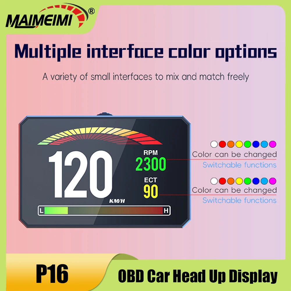 P16 OBD2 HUD Проекционный дисплей на лобовое стекло: Умный бортовой компьютер с отображением скорости, оборотов, напряжения, расхода топлива и сигнализацией безопасности
P16 OBD2 HUD Проекционный дисплей на лобовое стекло: Умный бортовой компьютер с отображением скорости, оборотов, напряжения, расхода топлива и сигнализацией безопасности