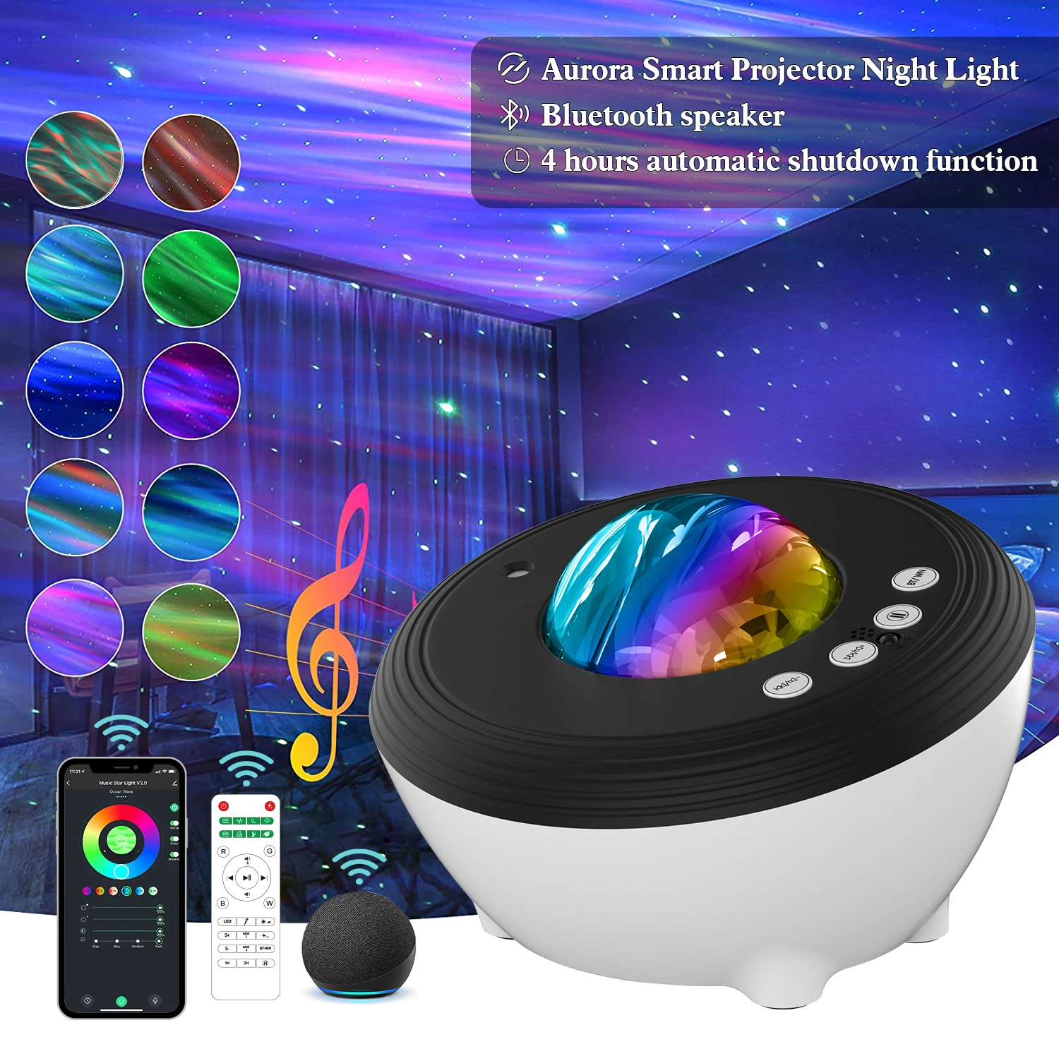 WiFi Smart LED Night Light Aurora Galaxy Projector Room Decor Rotate Starry Sky Projection Lamp Bluetooth USB Music Player Gifts
WiFi Smart LED Night Light Aurora Galaxy Projector Room Decor Rotate Starry Sky Projection Lamp Bluetooth USB Music Player Gifts