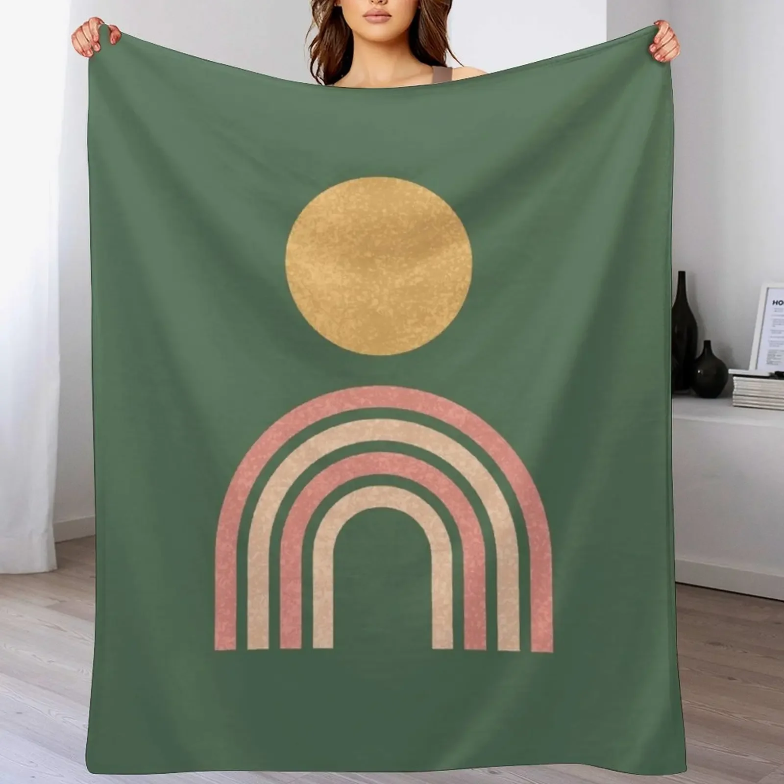 Mid-century modern gold pink on green Throw Blanket Summer Cool Breathable Blanket for Sleeping
Mid-century modern gold pink on green Throw Blanket Summer Cool Breathable Blanket for Sleeping