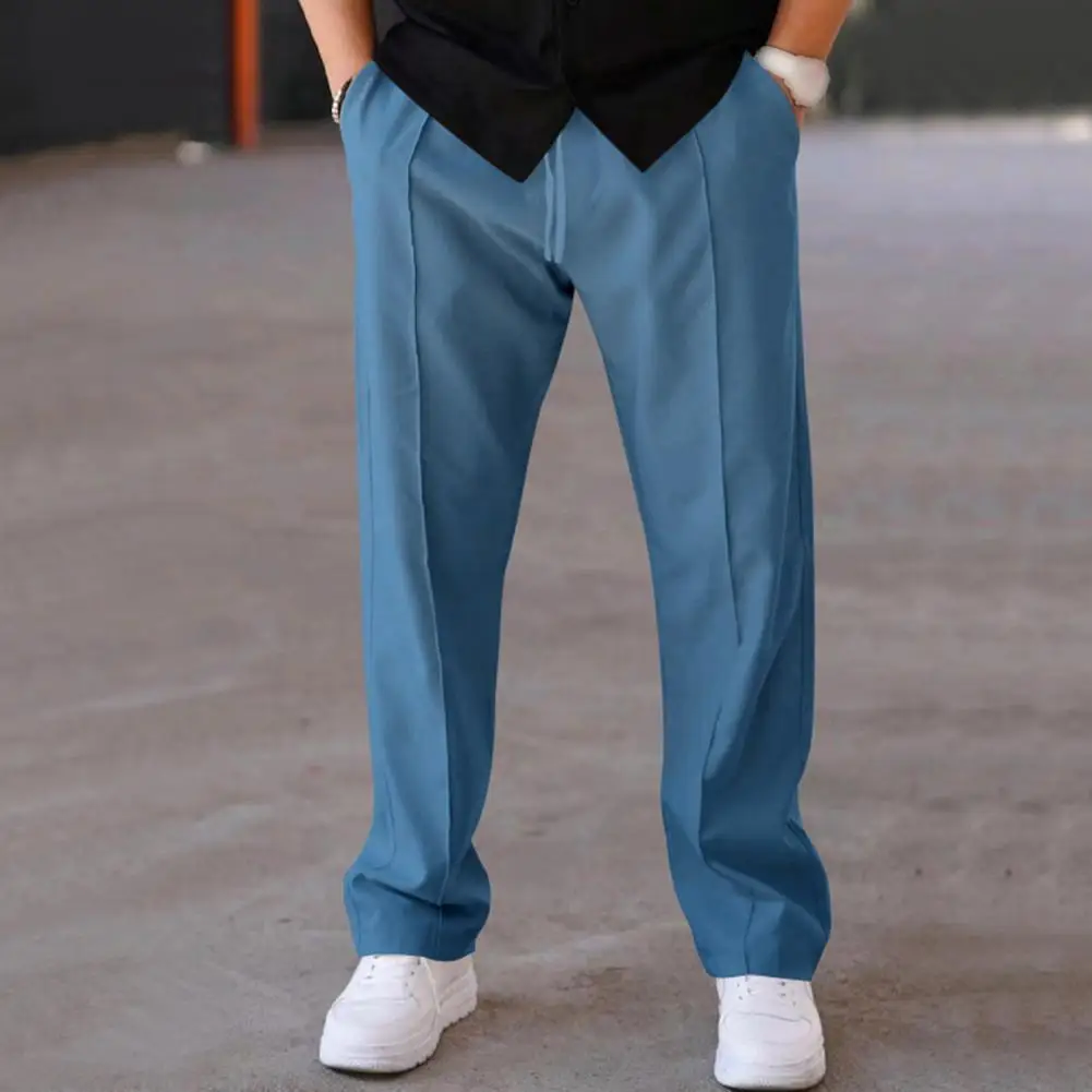 Men Straight Sweatpants Drawstring Elastic Waist Wide Leg Solid Color with Pockets Loose Casual Daily Trousers for Work Travel A
Men Straight Sweatpants Drawstring Elastic Waist Wide Leg Solid Color with Pockets Loose Casual Daily Trousers for Work Travel A