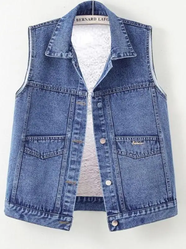 Versatile Casual Loose Winter Fleece Denim Vest Fashionable Simplistic Sleeveless Jacket Large Size Shoulder Pad
Versatile Casual Loose Winter Fleece Denim Vest Fashionable Simplistic Sleeveless Jacket Large Size Shoulder Pad