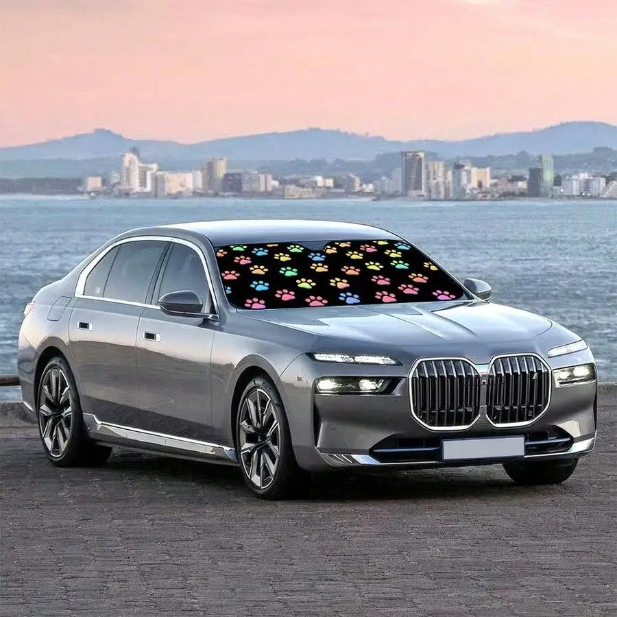 Colorful Paw Print Car Windshield Sunshade Black Background Foldable UV Protection Cooling
Colorful Paw Print Car Windshield Sunshade Black Background Foldable UV Protection Cooling