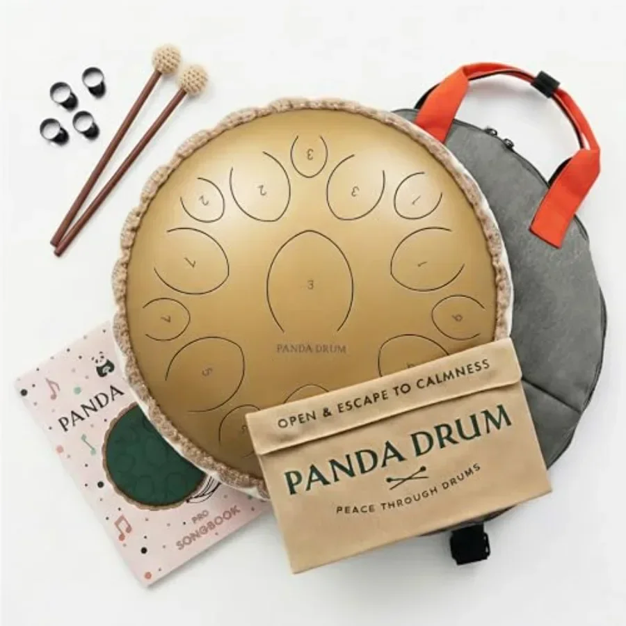 Pro Steel Tongue Handpan with Music Book, Mallets, Carrying Bag and Finger Picks 15 inch, 432 Hz Rain Drum for Inside, Outside
Pro Steel Tongue Handpan with Music Book, Mallets, Carrying Bag and Finger Picks 15 inch, 432 Hz Rain Drum for Inside, Outside