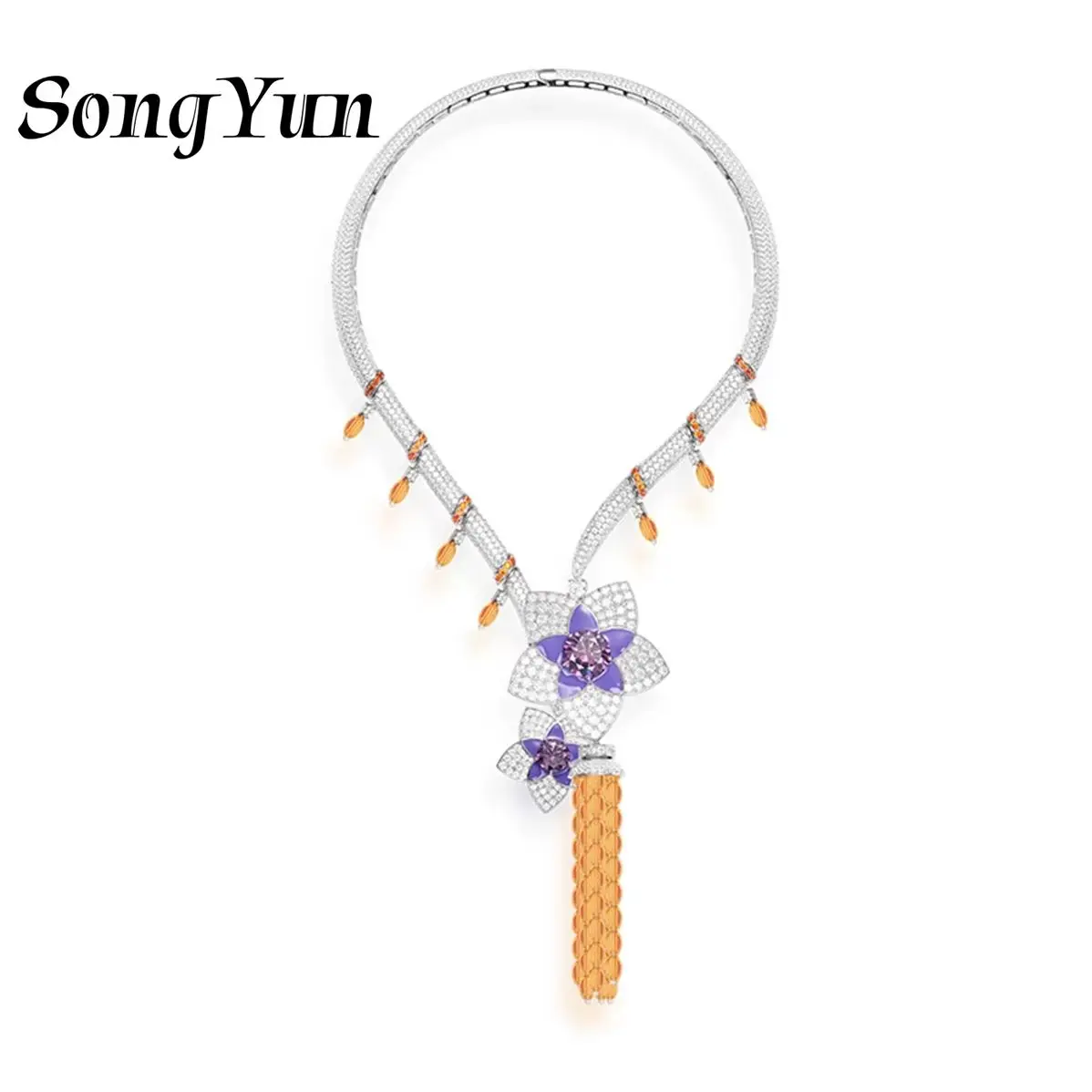 SY Luxury Jewelry 925 Sterling Silver Tassel Pendant Necklace High End Party Wedding Bridal Evening Chain Necklace Accessories
SY Luxury Jewelry 925 Sterling Silver Tassel Pendant Necklace High End Party Wedding Bridal Evening Chain Necklace Accessories