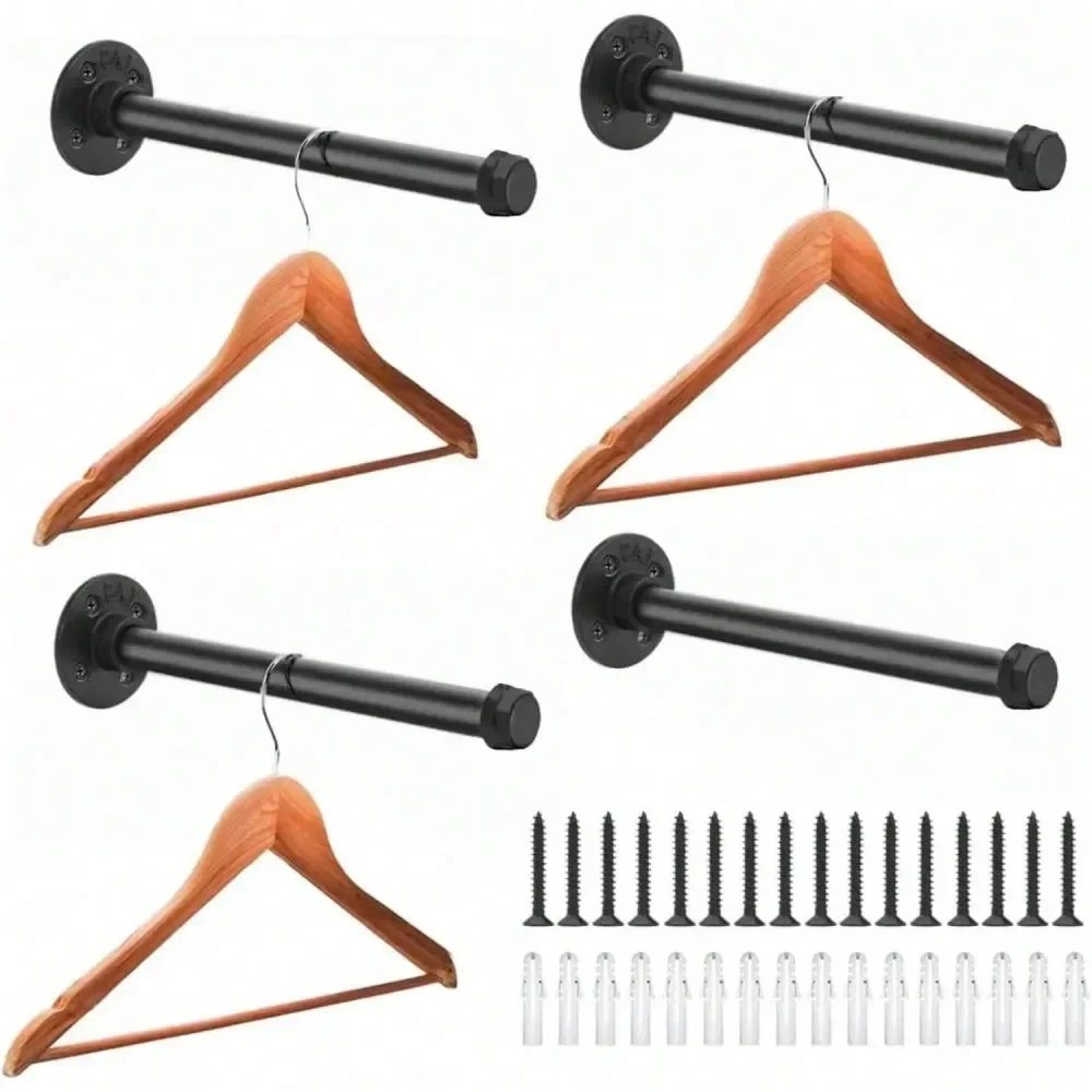 Pipe Clothing Rack 12 Inch 4 Pack, Wall Mounted Clothes Rack Heavy Duty Rustic Vintage Steel Black Metal Clothing Hanging Rod
Pipe Clothing Rack 12 Inch 4 Pack, Wall Mounted Clothes Rack Heavy Duty Rustic Vintage Steel Black Metal Clothing Hanging Rod
