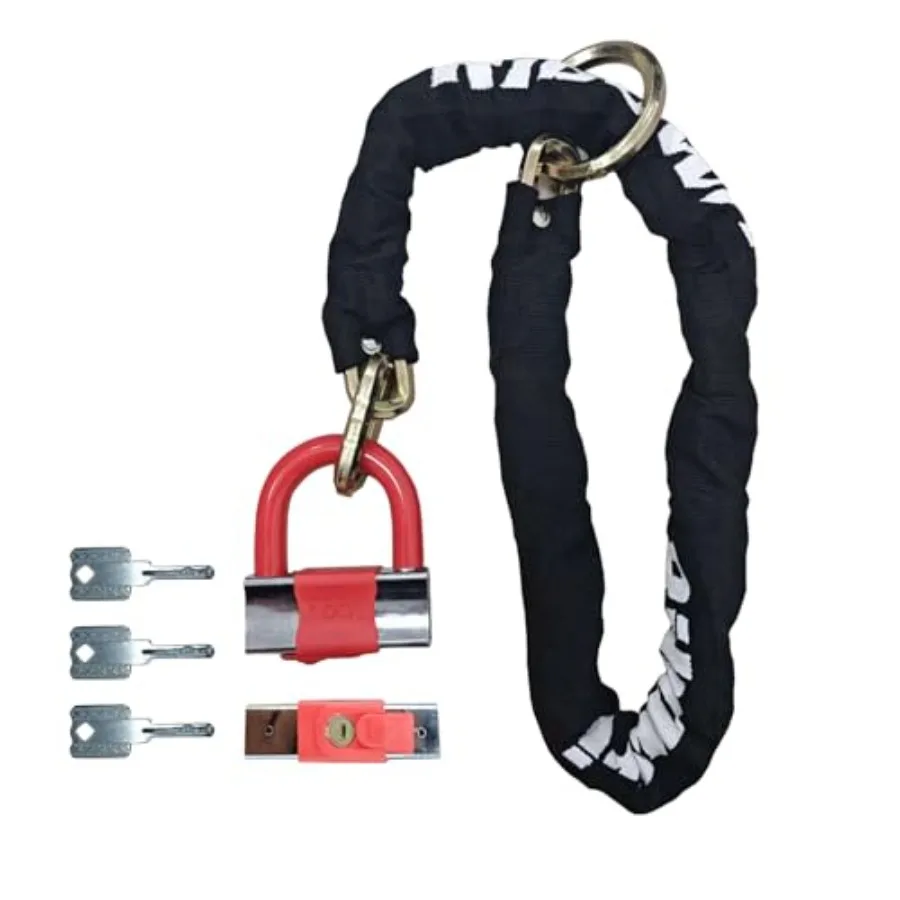 Heavy Duty Motorcycle Chain Lock, 3Feet 10mm Thick Cut Resistant Security Chain with 16mm U-Lock and 3 Keys, Anti Theft Bike Lo
Heavy Duty Motorcycle Chain Lock, 3Feet 10mm Thick Cut Resistant Security Chain with 16mm U-Lock and 3 Keys, Anti Theft Bike Lo