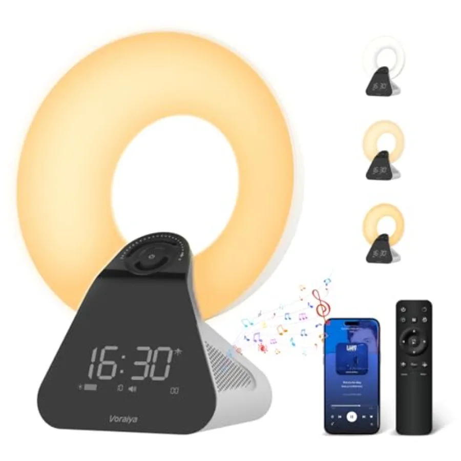 Light Therapy Lamp 10000 Lux with Bluetooth, 8 White Noises, Dimmable Wake Up Light Sunrise Alarm Clock, 4 Timer Settings, Memo
Light Therapy Lamp 10000 Lux with Bluetooth, 8 White Noises, Dimmable Wake Up Light Sunrise Alarm Clock, 4 Timer Settings, Memo