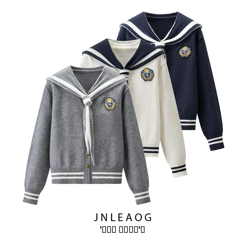Autumn New Sle Women's Knitted Waist-Cinching Navy Collar Striped College Preppy Outerwear Cardigan Polyester Long Sve
Autumn New Sle Women's Knitted Waist-Cinching Navy Collar Striped College Preppy Outerwear Cardigan Polyester Long Sve