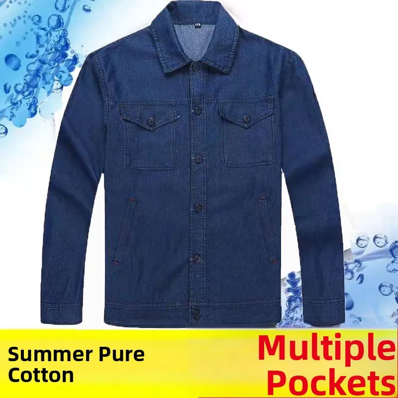 Summer Thin Cotton Workwear Set Men's Denim Top Pants ort Sve Welding Resistant Breathable Wearable Labor Protection Suit
Summer Thin Cotton Workwear Set Men's Denim Top Pants ort Sve Welding Resistant Breathable Wearable Labor Protection Suit