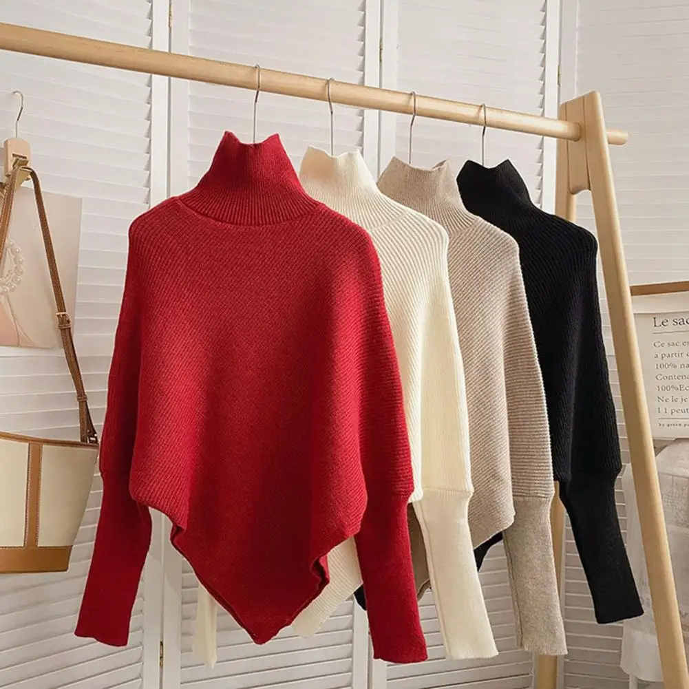 Comfortable Women Sweater Elegant High Neck Knit Sweater for Women Slim Fit Solid Color Mid-length Knitwear with Irregular Hem
Comfortable Women Sweater Elegant High Neck Knit Sweater for Women Slim Fit Solid Color Mid-length Knitwear with Irregular Hem