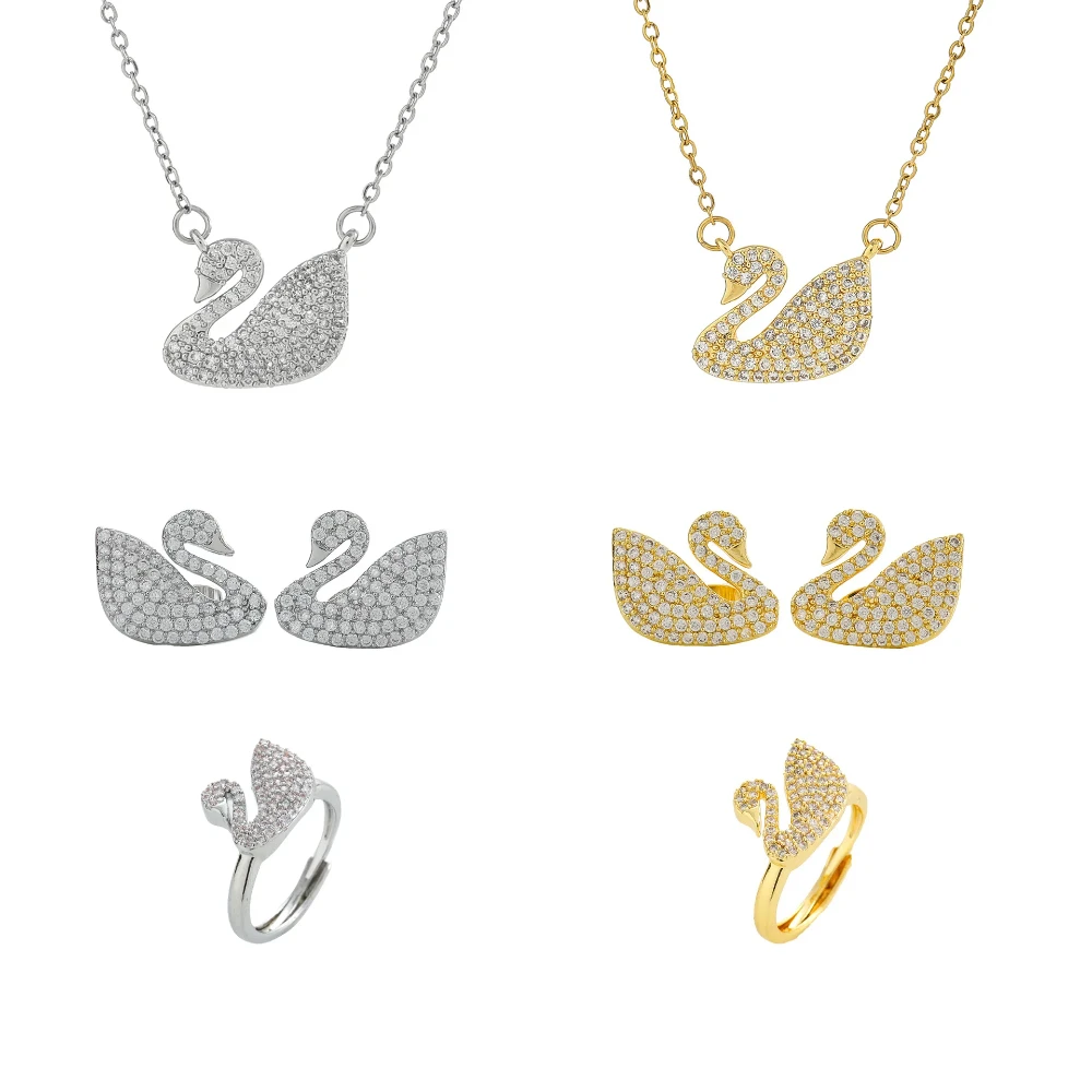 French Design White Swan Three-piece Necklace, Women's Light Luxury Swan Zircon Ring Anti-allergy Earrings jewellery woman
French Design White Swan Three-piece Necklace, Women's Light Luxury Swan Zircon Ring Anti-allergy Earrings jewellery woman