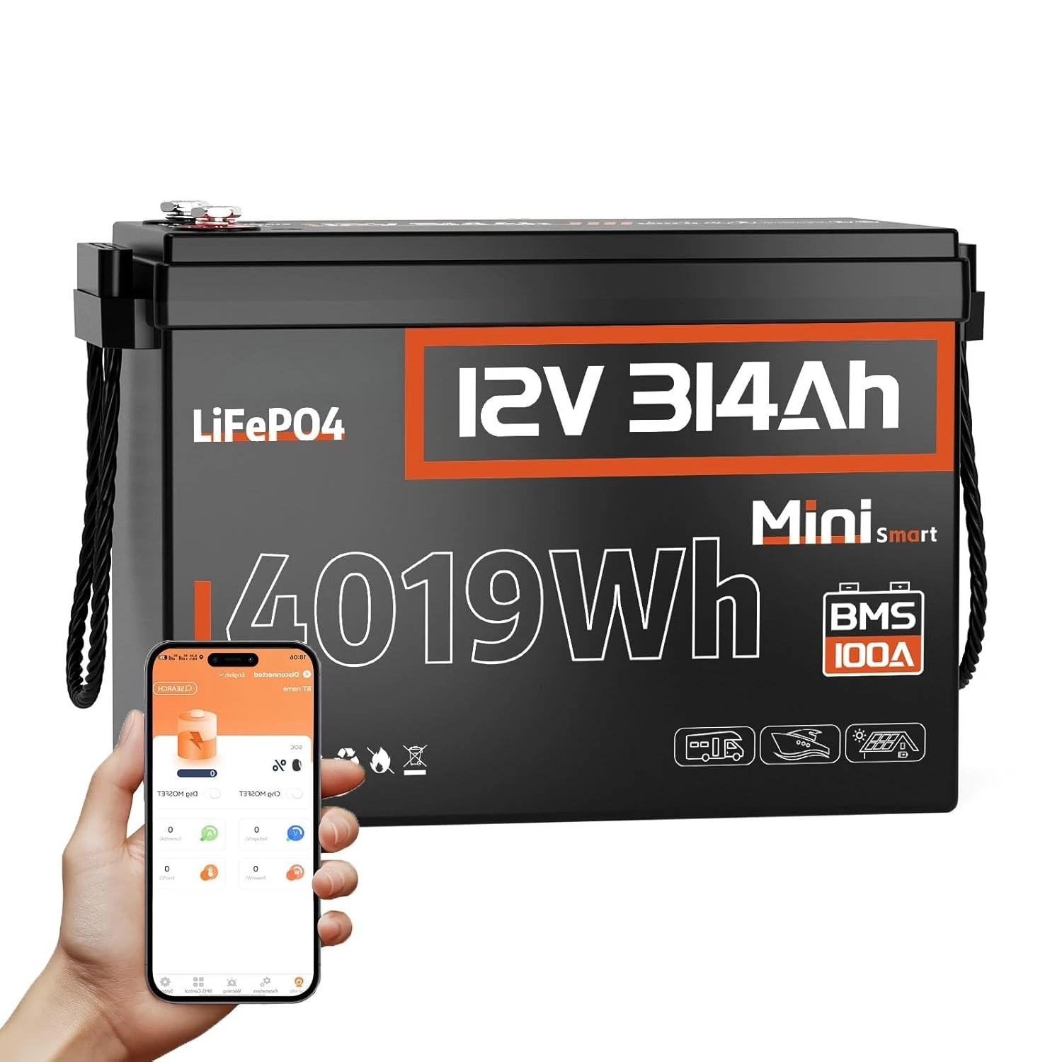 Bluetooth 12V 314Ah LiFePO4 Lithium Battery MINI, Max. 4190Wh Energy, EV A+ Cells, Built-in 100A BMS, 15000 Deep, Customized
Bluetooth 12V 314Ah LiFePO4 Lithium Battery MINI, Max. 4190Wh Energy, EV A+ Cells, Built-in 100A BMS, 15000 Deep, Customized
