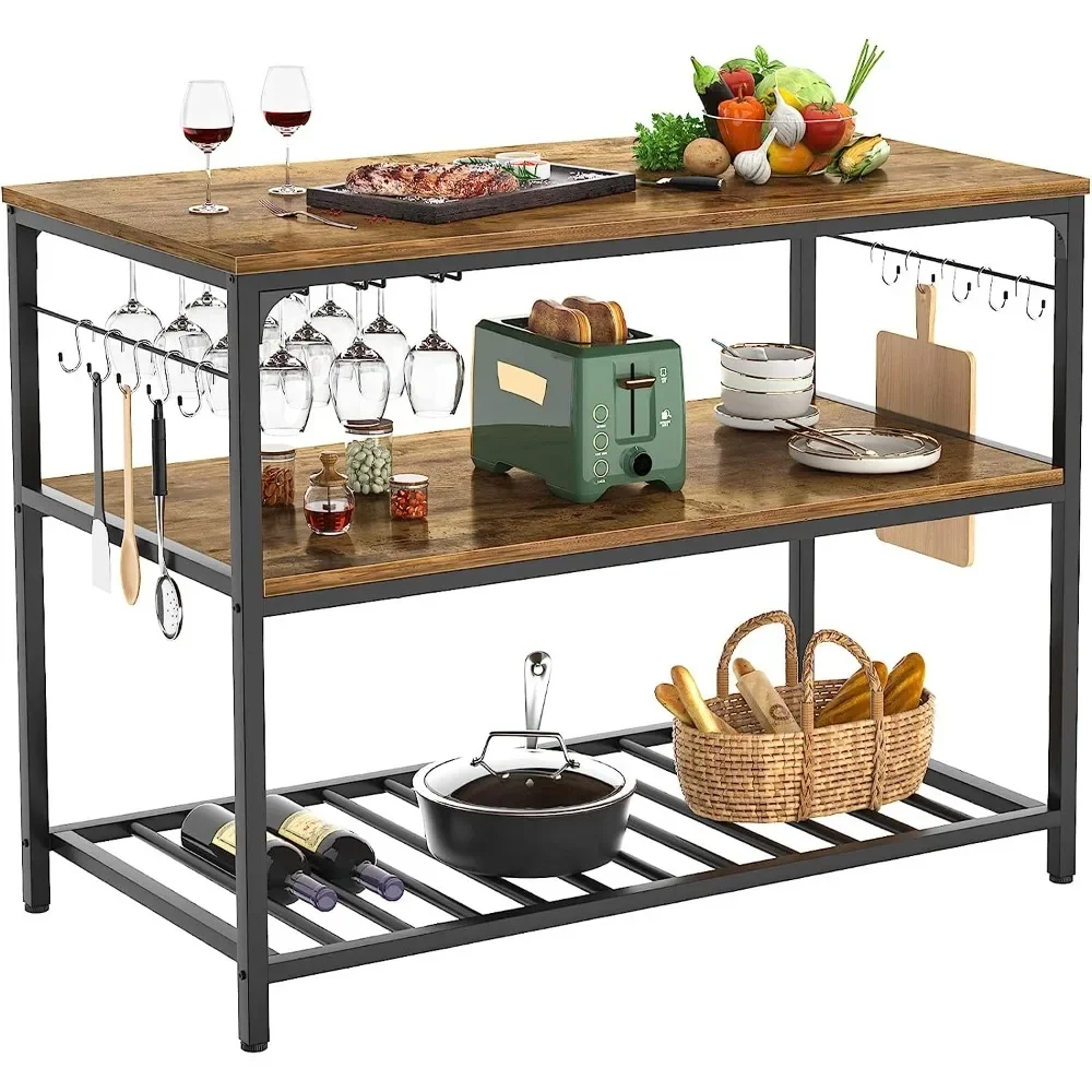 Homieasy Kitchen Island with Wine Glass Holder, Industrial Wood and Metal Coffee Bar Rack, Rustic Brown
Homieasy Kitchen Island with Wine Glass Holder, Industrial Wood and Metal Coffee Bar Rack, Rustic Brown