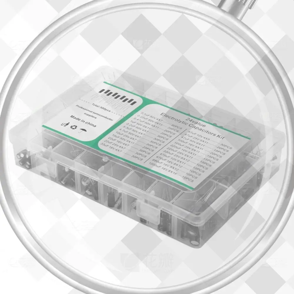 500Pcs 24 Values 16-50V 0.1-1000uF Metal Electrolytic Capacitors Assortment Box Kit Assorted Assortment Kit Bypass Low Frequency
500Pcs 24 Values 16-50V 0.1-1000uF Metal Electrolytic Capacitors Assortment Box Kit Assorted Assortment Kit Bypass Low Frequency