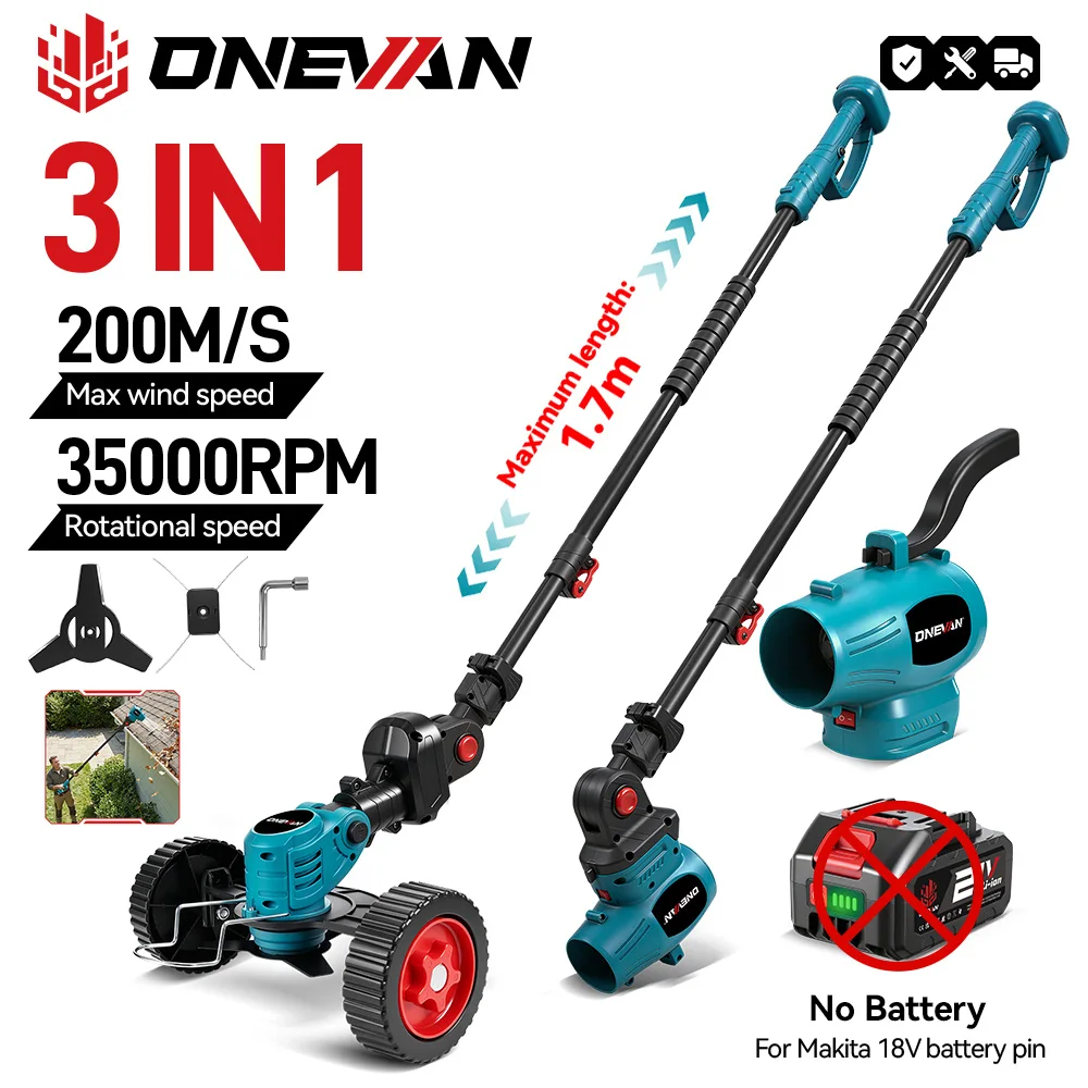 ONEVAN 3IN1 2500W Electric Lawn Mower With Blower Cordless Grass Cutting Garden Cleaning Power Tool For Makita 18V Battery Pin
ONEVAN 3IN1 2500W Electric Lawn Mower With Blower Cordless Grass Cutting Garden Cleaning Power Tool For Makita 18V Battery Pin