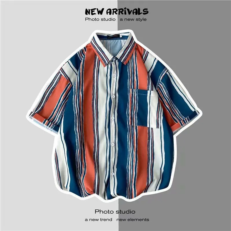 Fstydes 2025 Summer Blue Striped Shirt Men'S Short Sleeve Casual Couple Loose Top
Fstydes 2025 Summer Blue Striped Shirt Men'S Short Sleeve Casual Couple Loose Top