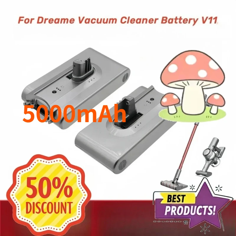 25.2V 5000mAh Battery for Dreame V11 VVT1 VVN6 VVA1 Replacement Battery Handheld Cordless High Quality Vacuum Cleaner Battery
25.2V 5000mAh Battery for Dreame V11 VVT1 VVN6 VVA1 Replacement Battery Handheld Cordless High Quality Vacuum Cleaner Battery