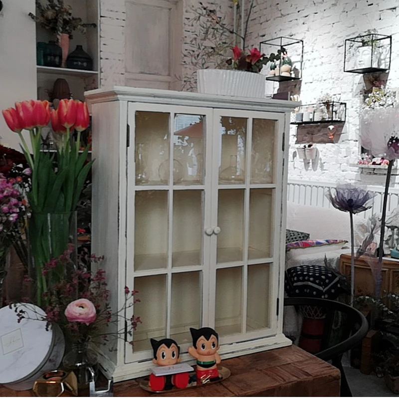 French Country Solid Wood Wall Cabinet with Glass Doors Bathroom Kitchen Storage Display Cabinet for Coffee Cup Organizer
French Country Solid Wood Wall Cabinet with Glass Doors Bathroom Kitchen Storage Display Cabinet for Coffee Cup Organizer