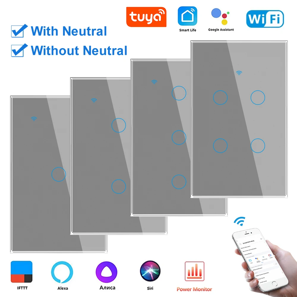Wi-Fi переключатель VISWE tuya для умного дома, 1/2/3/4 клавиши, 118 мм, панель из закаленного стекла, серый, сенсорный переключатель с/без нейтральной линии
Wi-Fi переключатель VISWE tuya для умного дома, 1/2/3/4 клавиши, 118 мм, панель из закаленного стекла, серый, сенсорный переключатель с/без нейтральной линии